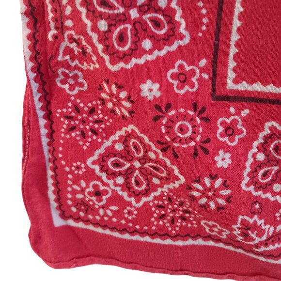 Vtg Fast Color Cowboy Cowgirl Hanky Cotton Red Bandana Floral Geometric 20x19" - Picture 6 of 7